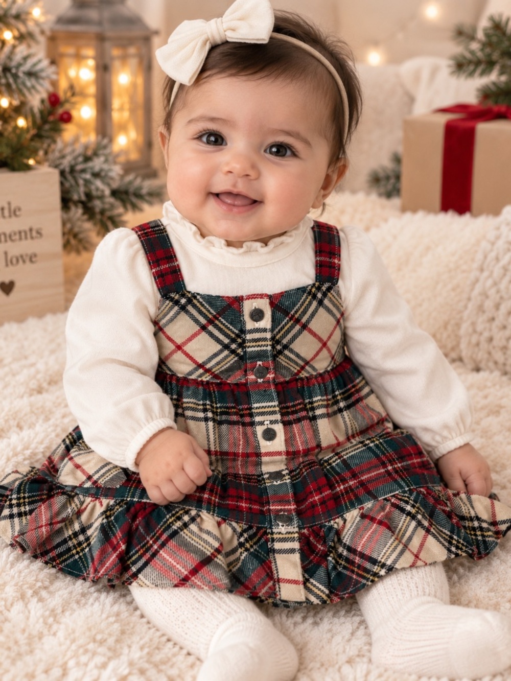 ADORABLE! Ralph Lauren Baby Girl 3M Plaid Tartan Holiday Dress & Top Set NWT